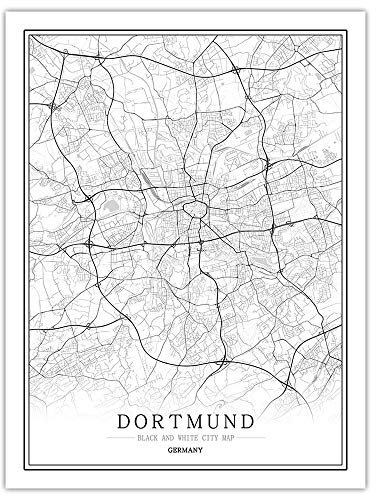 1000 Teile Puzzle Für Erwachsene,Hölzerne Dortmund Deutschland City Puzzles, Klassische Schwarz-Weiß Karte Puzzle Board, Unmöglich Premium Puzzles, Geschicklichkeit Spielzeug Für Die Ganze Famil