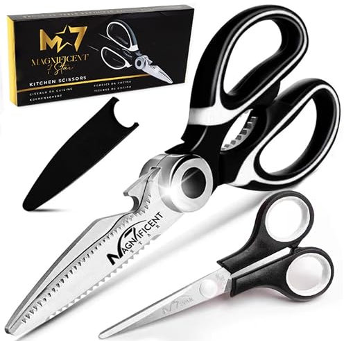 Magnificent Kitchen Scissor, Heavy Duty Scissors For Kitchen Use With Safety Cover & Extra Gift, Soft Grip & Multi-Functional Utility Scissors, Shears For Meat Poultry Herbs Cutting, Bottle Jar Opener
