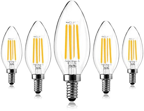 Spacelumen E14 Dimmable Small Edison Screw SES Candle Light Bulbs, 2700K Warm White 4W LED Light Bulb 40W Incandescent Equivalent, Pack of 5
