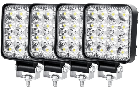 PICAA Mini fari da lavoro a LED, 4 x 3,3 pollici, 48 W, quadrati, 12 V, 24 V, per SUV, trattore, camion, 4 x 4, ATV