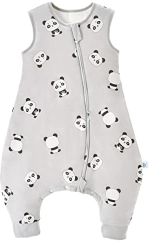 Chilsuessy Baby Schlafsack mit Füße 2.5 Tog Ganzjahres Schlafsack (CPC-Zertifizierung) Baby Schlafsäcke Babyschlafsack mit Beinen für Säugling Kinder, Hellgrau Panda, 90cm/Baby Höhe 100-110cm