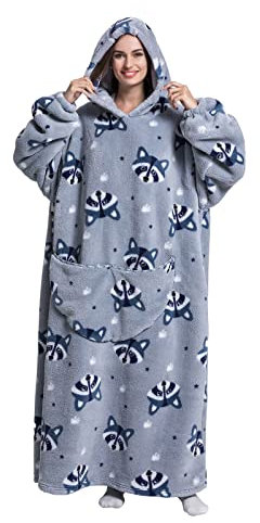 Shamdon Home Collection Lange Hoodie Decke für Damen Herren, Tragbare Decke mit Ärmeln und Kapuze, Erwachsene Oversized XXL Riesen Übergroßer Warm Deckenpullover