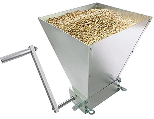 Malt Crusher, Grain Crusher Grinder Adjustable Barley Grinder with 2 Roller and Large Capacity Hopper Use for Beer Brewing Grain Mill Homebrew