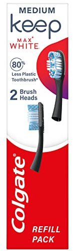 Colgate Keep 360 Max White Toothbrush Replacement Heads | to be used with Colgate Keep replaceable head toothbrush | comes in a pack of 2 | stain removing cups | tongue and cheek cleaner
