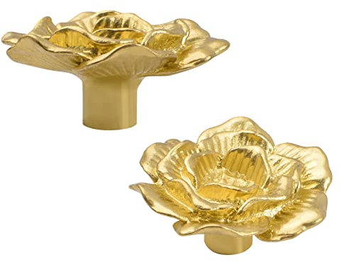 MOROBOR Messingrosenknauf, moderne, minimalistische Rosenform, Griffe aus massivem Messing, dekorative Küchenschränke, Schubladenknöpfe und Griffe mit Befestigungsschrauben, 2 Stück