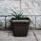 REPLOOD Vaso Gaia Quadrato Con Sottovaso Self Waterer Vaso per Fiori e con Riserva Acqua in Plastica Dura (20x20cm, Grigio)