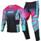 Willbros Completo Maglia e Pantaloni da Motocross Uomo Donna Dirt Bike Set di Ingranaggi MX Offroad Equitazione Adulto Razza Blu Rosa (Jersey XXXL Pants 40)