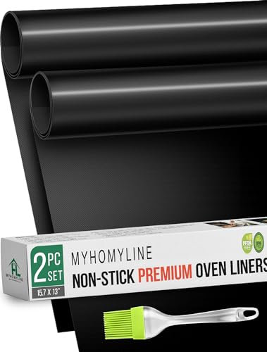 Oven Liners for Bottom Rack of Gas Electric Oven - 2X Non-Stick Teflon Oven Liners - Heavy Duty Reusable Oven Floor Protector Liner (2, 40 * 33cm)