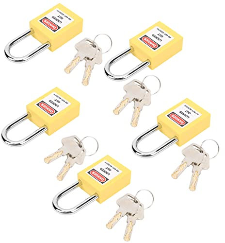 5 Juegos de 38 Mm, Aislamiento LOTO Nylon PA Jack Llave de Trinquete Lockout Lock Candados con Llave para Accesorios de Mango Steel Nuclear Energy Logistics TransportRed (Amarillo)