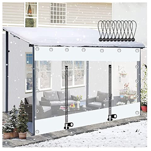 WZYJLyds Outdoor Waterproof Tarp Curtains, Garden Pergola Patio Porch Gazebo Transparent Tarpaulin Side Panels, with Zippers, Pvc Weatherproof White Clear Tarpaulin, Partition Curtains