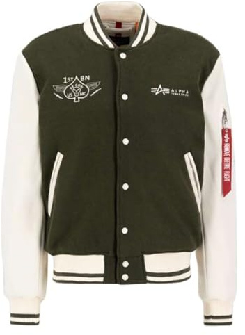 Alpha Industries Herren Varsity Air Force Jacket Collegejacke, Dark Olive, XXXL