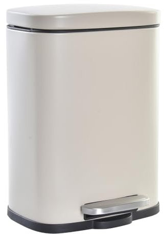 Papelera color pastel beige de metal y polipropileno con cerrado lento de 5 litros (Beige)