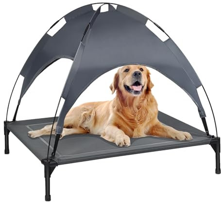 SOARS Hundeliege, Hundebett mit Baldachin abnehmbar, erhöhtes Hundesofa, Haustierbett, Katzenliege, Katzenbett für Indoor & Outdoor (105 x 86 x 87 cm)