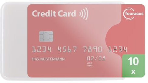 fouraces Protege Carte bancaire - 10 pièces - Transparent - étui Rigide pour Carte navigo, Carte Bleu, Porte-Carte, pour Porte Monnaie, Carte, protège, Etui