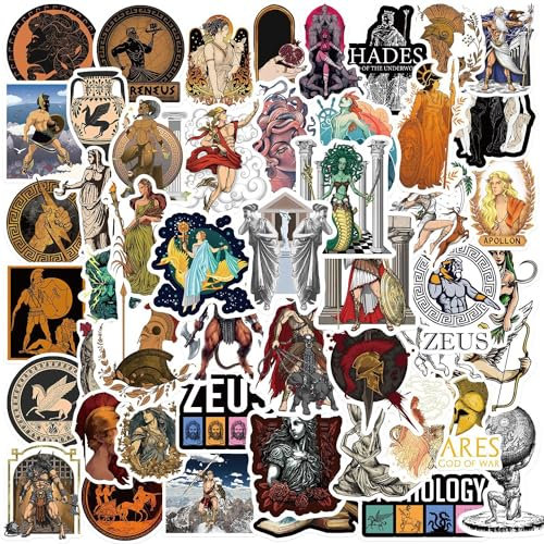 Griechischer Mythos Aufkleber Griechischer Mythos Sticker Set 50 Stücke Niedlich Deko für Auto Laptop Skateboard Fahrrad Moped Motorrad Fahrrad Computer,Geeignet für Erwachsene Kinder