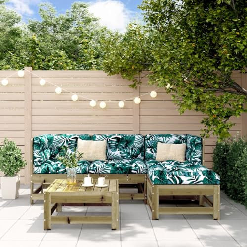 QJBSAVVA 5-TLG. Garten-Lounge-Set, Garten Sitzgruppe Sitzlounge Garten Eckbankgruppe Balkon Sofa Geeignet für Außen Wenig Platz Balkon Garten Kiefernholz Imprägniert
