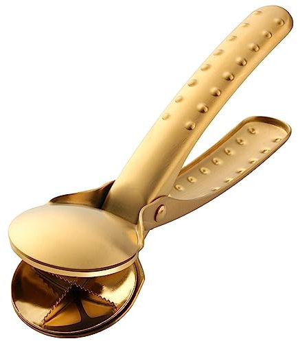 Axaooqeld 2 in 1 Stainless Steel Chestnut Clip Walnut Tongs Metal Nutcracker Bowl Cutter Gadgets Kitchen Tools Gold