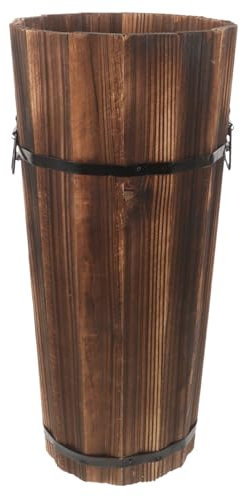 MAGICLULU Parapluie Bucket Seau À Parapluie En Bois Carbonisé Multifonction Pour Maison Porte-Parapluies Et Range BâTons De Marche 16.5 Pouces Compact Et ÉCologique