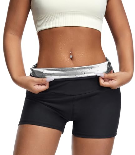 JBT Sauna Suit for Weight Loss Women: Thigh & Waist Trainer Shorts, Sweat Enhancing Workout Gear, Silver, Large