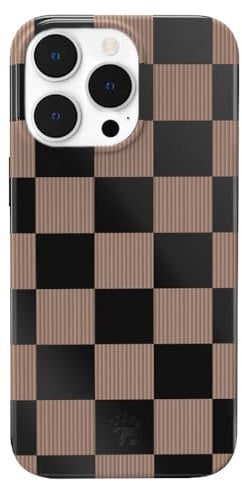 VELVET CAVIAR Checkered Phone Case for iPhone 14 Pro Max - Compatible with MagSafe - 10ft Drop Tested - Cute Protective Cover for Women - Mocha Brown Black