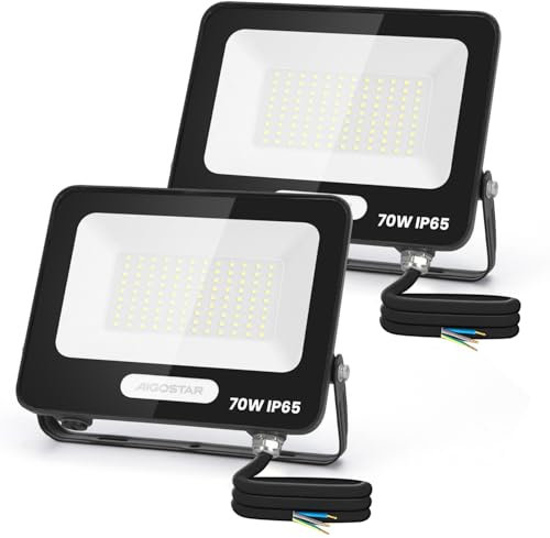 Aigostar LED Strahler Außen Innen 70W 5670LM Kaltweiss 6500K Scheinwerfer IP65 Wasserdicht LED Außenstrahler für Hell Garten Garage Sportplatz Hof Fluter. 2 pcs