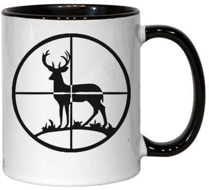 Atspauda Deer in target art Ceramic Tea Coffee Mug Black