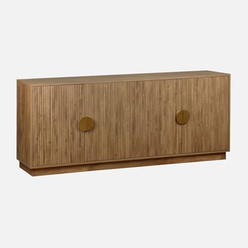 Alice's Garden sweeek-Aparador exótico de 4 Puertas Efecto Madera de Mango, 180cm Efecto Madera Miel - 180x40x75 cm