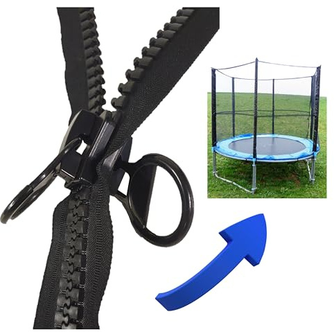 Cerniera di ricambio per trampolino con doppia cerniera lampo utilizzabile su entrambi i lati nera 20 pollici (nera, 150 cm)