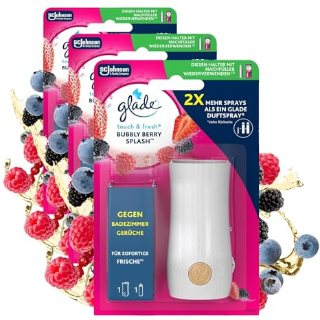 Glade Touch & Fresh (Brise One Touch) Halter inkl. Nachfüller, Bubbly Berry Splash, Lufterfrischer WC Minispray, 10 ml (Packung mit 3)