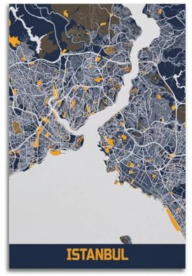 LKUHG Poster con mappa del Medio Oriente Turchia, Istanbul, poster decorativo da parete su tela, stampa artistica moderna, poster decorativo per camera da letto, 30 x 45 cm