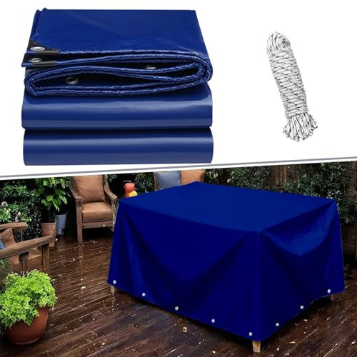 Extra Dick Polyethylen Folie 1.5 x 3.2 m Uv-Beständig, Reißfest, Lichtdicht, Wasserdicht Hochwertige PVC Teichfolie für LKW, Pool, Holz Gartenmöbel, Blau