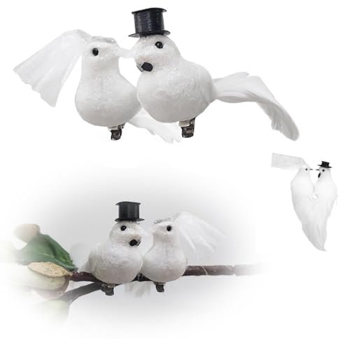Weiße Tauben Modell,1 Paar Vogel skulptur Ornamente Spielzeug Vögel Tauben Hochzeitsdekoration Outdoor dekor Schaumstoff Decoraciones für Klein Hochzeitsdeko Künstliche Figuren Weiß Gastgeschenke