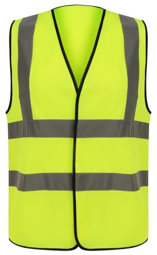 Party HuB Warnweste für Herren, hohe Sichtbarkeit, ärmellos, reflektierend, hohe Sichtbarkeit, Arbeitskleidung, Warnweste, gelb, 4XL