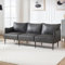 chairus 3 Sitzer Sofa Couch für Wohnzimmer PU Leder Loungesofa Sektionssofa Couch mit Metallbeinen Polstersofa Bettsofa Schlafzimmer Büro (Dunkelgrau-3)