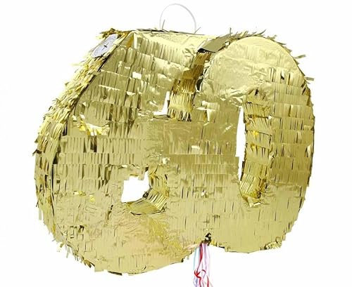 Playflip Pinata Zahl 60 Gold metallic 60. Geburtstag Party Spiel