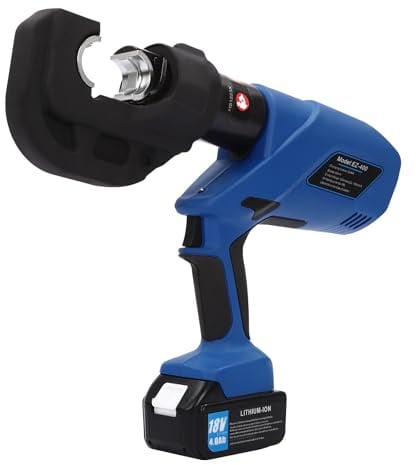18V.4Ah 120KN Elektrohydraulische Crimpzange Crimpkraft Professionelle Wiederaufladbare Hydraulikzange mit 12 Gesenke und Einen Leistungsstarken Akku LED-Licht