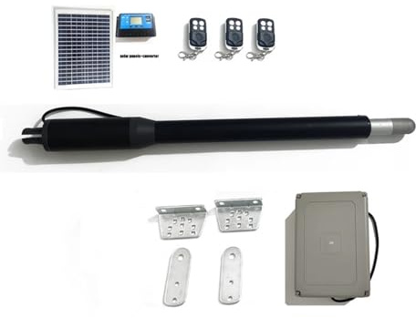 TIEOAXFT Abre-Puertas Individual de 200 kg con Panel Solar, Motor automático for Puerta batiente, actuador de Control Remoto, Operador, Control de Acceso al Patio del Garaje
