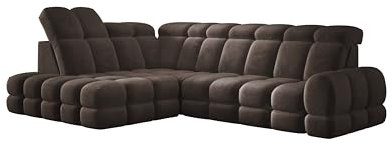 DomoHome Ecksofa Tollo Grau Salvador-Stoff Linke Seite 302x217x105 cm, L-Form Sofa mit Schlaffunktion, Bettkasten 120x85x17 cm, Elektrisch Verstellbar