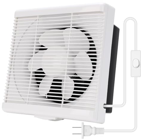 MEKOTRIN 10 Inch Exhaust Fan with Mesh, Through-Wall Window Ventilation Fan, 110V Shutter Box Blower Air Extractor with Anti-Backflow Check Valve for Bathroom, Kitchen, Garage and Greenhouse