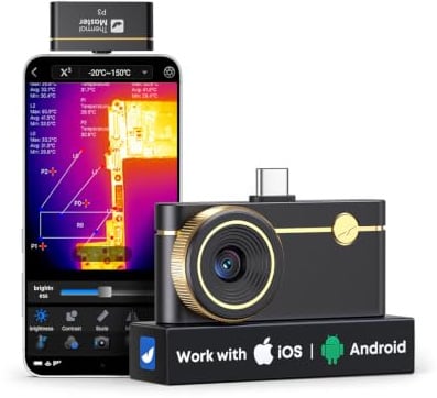 Thermal Master P3 Wärmebildkamera für iPhone & Android, Infrarotkamera mit 512x384 X³IR Auflösung, 8mm Makro-Objektiv, -20°C-600°C, 15x Digitalzoom für Elektronik HVAC PCB Inspektion