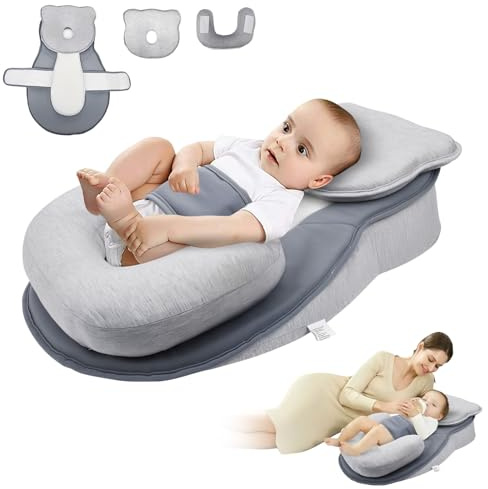 Dumenix Mommy Nursing Pillow with Safety Fence, Baby Feeding Pillow for Reducing Spit-Up, Anti-Reflux Support Cushion for Breastfeeding & Bottle Feeding