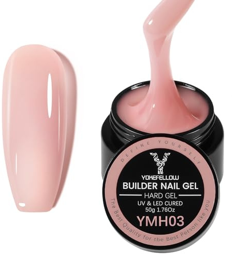 Gel de construction pour ongles 50 g, gel de prolongation des ongles longue durée à dissoudre pour débutants et manucure maison DIY (YMH03-Rose nude clair)