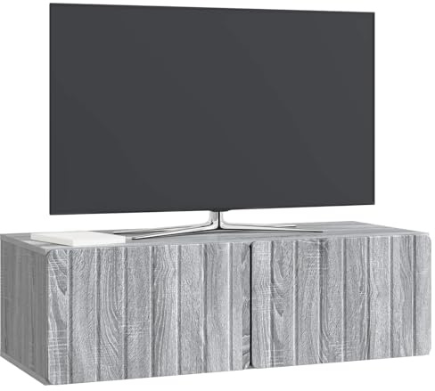 vidaXL Wandmontierter TV-Schrank Graues Sonoma 98 x 41 x 30 cm, Wohzimmer, rechteckiger, moderner Wandschrank, stylischer TV-Ständer, viel Stauraum für Dein Zuhause