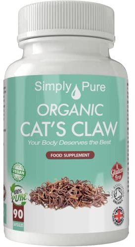 Simply Pure Organic Cat's Claw (Uncaria Tomentosa) | Inflammation, Immune Boost & Brain Health | 500mg Capsules x 90 | 100% Pure Soil Association Certified | Gluten Free | GM Free | Vegan