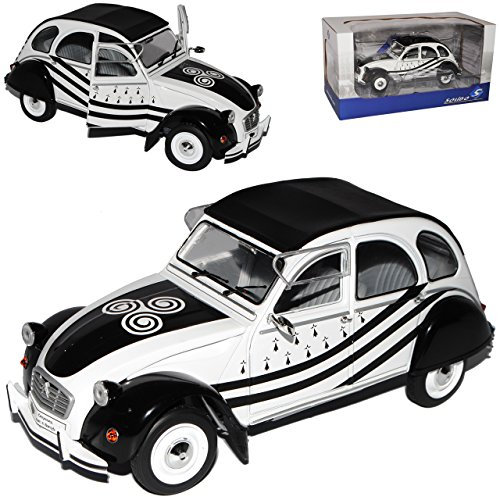 Solido Citroen 2CV 6 Weiss Schwarz Ente 1949-1990 1/18 Modell Auto mit individiuellem Wunschkennzeichen