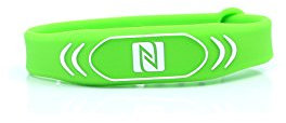 NFC Armband, geeignet für Kontaktdaten, Messe, Sport, 924 Byte (NTAG 216), wasserfest, grün, verstellbar