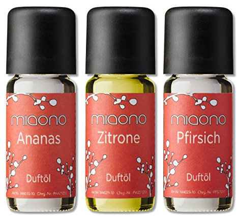 Duftöle von miaono - Wunderbare Welt der Düfte - Aromaöle für himmlichen Raumduft (Ananas-Pfirsich-Zitrone, 3er Set 3x10ml)