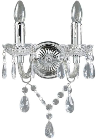 Lindby Wandleuchte, Wandlampe Innen Merida (Retro Vintage Antik) in Transparent (2 flammig E14) - Wandstrahler Wandbeleuchtung Schlafzimmer/Wohnzimmer Wohnzimmerleuchte