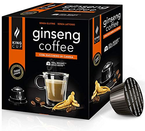King Cup - 6 Packungen mit 10 Ginseng mit Brauner Rohrzucker Kapseln, 60 Kapseln 100% Kompatibel mit dem Nescafè Dolce Gusto-System von Ginseng Getränk, Glutenfrei und Laktosefrei