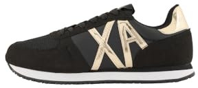 Armani Exchange Rio Side Logo, Scarpe da Ginnastica Donna, Black+Lt Gold, 38 EU